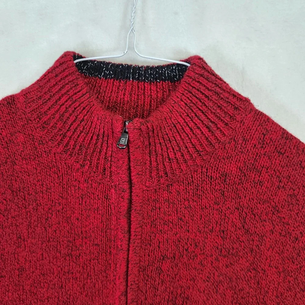 Chaps Mens XL Red Marl Quarter‎ Zip Mock Neck Pullover Sweater Long Sleeve